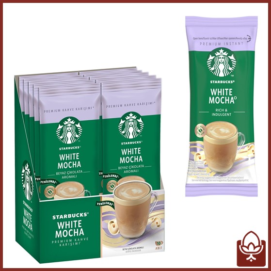 کافی میکس استارباکس وایت موکا – بسته 10 ساشه‌ای | طعم ملایم و کرمی شکلات سفید