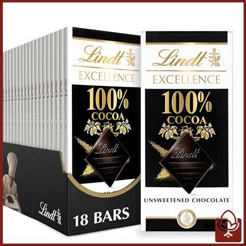 شکلات تلخ 100 درصد لینت اصل سوئیس | Lindt Excellence 100% Cocoa بدون شکر و کاملاً خالص (50 گرم)