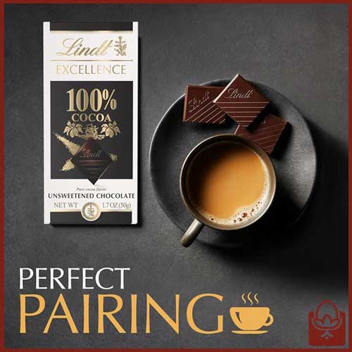 شکلات تلخ 100 درصد لینت اصل سوئیس | Lindt Excellence 100% Cocoa بدون شکر و کاملاً خالص (50 گرم)