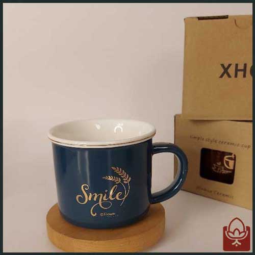 ماگ سرامیکی کلاسیک طرح Smile مدل XHC-204 – چاپ طلایی