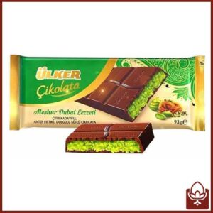 شکلات دبی 93 گرمی اولکر – تجربه لوکس طعم پسته و کادایف ترکیه‌ای | Dubai Chocolate Ülker