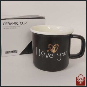 ماگ سرامیکی مشکی مدل عاشقانه I Love You | بهترین هدیه برای ولنتاین